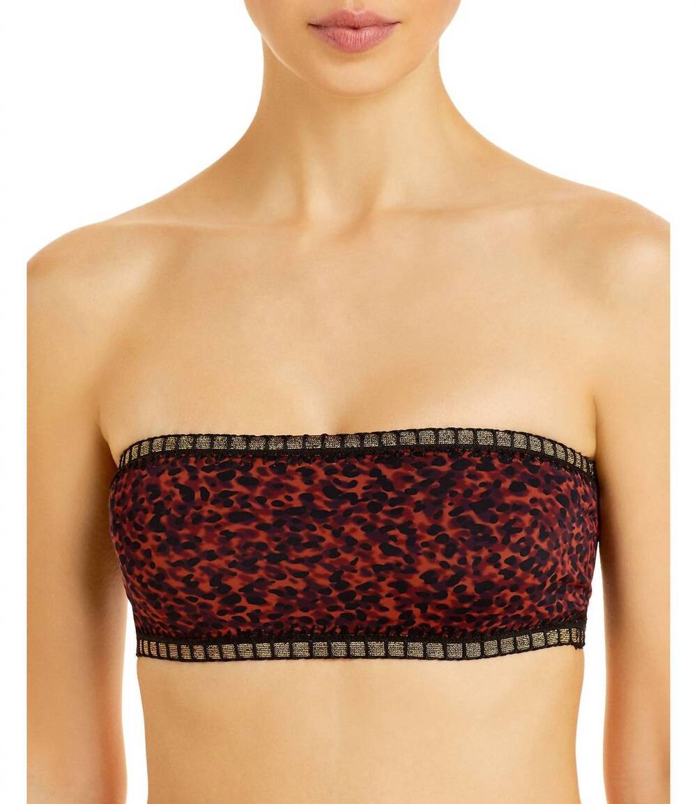 NEW PLATINUM SWIMWEAR women's printed crochet bandeau bikini top in wild heart